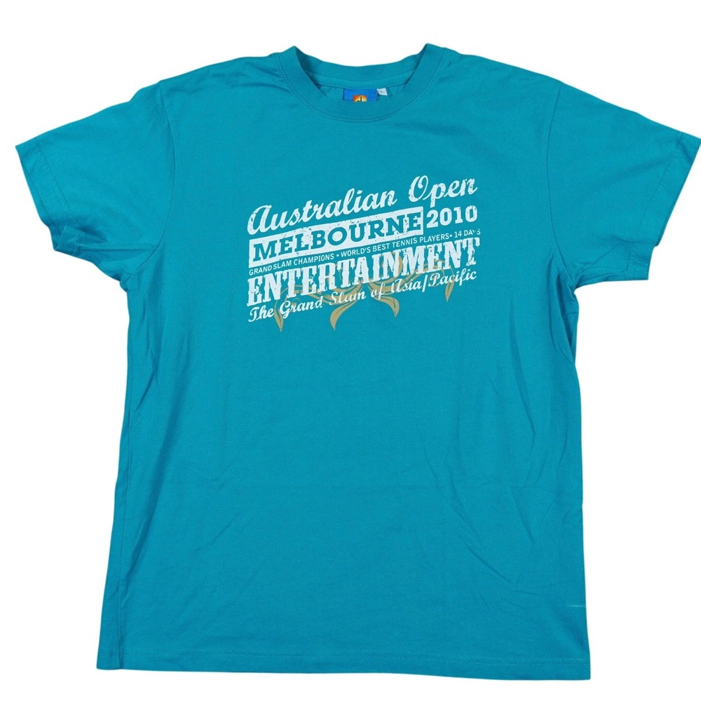 Australian Open T Shirt Men L Teal Regular Australian Open 2010 Melbourne Tennis
